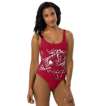 Load image into Gallery viewer, Black Dragon Fighting Society in Red One-Piece Swimsuit