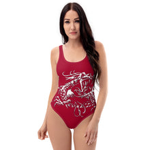 Load image into Gallery viewer, Black Dragon Fighting Society in Red One-Piece Swimsuit