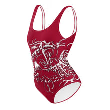 Load image into Gallery viewer, Black Dragon Fighting Society in Red One-Piece Swimsuit
