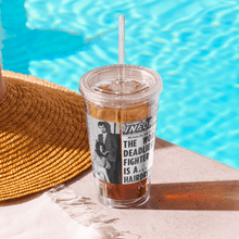 Load image into Gallery viewer, Black Dragon Fighting Society Count Dante Deadliest man Alive is a Hair Dresser artical plastic tumbler