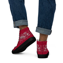 Load image into Gallery viewer, Black Dragon Fighting Society Men’s high top canvas shoes in Red