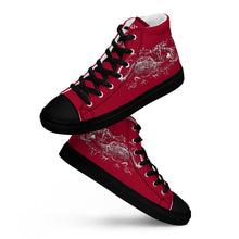 Load image into Gallery viewer, Black Dragon Fighting Society Men’s high top canvas shoes in Red