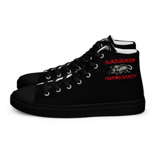 Load image into Gallery viewer, Black Dragon Fighting Society Red/Black Men’s high top canvas shoes