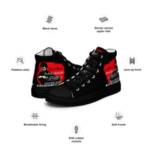 Load image into Gallery viewer, World's Deadliest Fighting Secrets & Black Dragon Fighting Society Count Dante Comic Book AdMen’s high top canvas shoes
