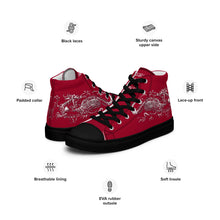 Load image into Gallery viewer, Black Dragon Fighting Society Men’s high top canvas shoes in Red