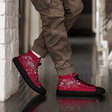 Load image into Gallery viewer, Black Dragon Fighting Society Men’s high top canvas shoes in Red