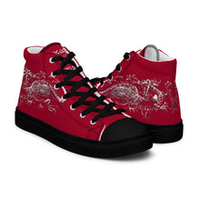 Load image into Gallery viewer, Black Dragon Fighting Society Men’s high top canvas shoes in Red