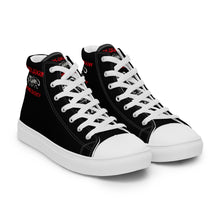 Load image into Gallery viewer, Black Dragon Fighting Society Red /Black logo Men’s high top canvas shoes