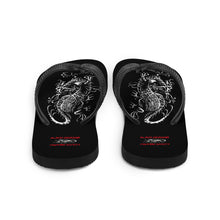 Load image into Gallery viewer, Black Dragon Fighting Society with Red lettering Flip-Flops