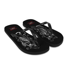 Load image into Gallery viewer, Black Dragon Fighting Society with Red lettering Flip-Flops