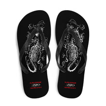 Load image into Gallery viewer, Black Dragon Fighting Society with Red lettering Flip-Flops