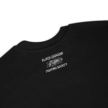 Load image into Gallery viewer, Black Dragon Fighting Society In Red Grey & Black multi print with left right arm print back tag unisex sweatshirt.