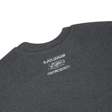 Load image into Gallery viewer, Black Dragon Fighting Society In Red Grey & Black multi print with left right arm print back tag unisex sweatshirt.