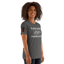 Load image into Gallery viewer, Black Dragon Fighting Society Kumite with arm patches Unisex t-shirt in Choice of colors.