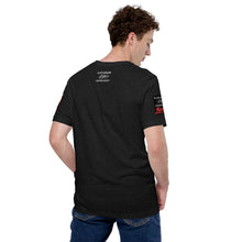 Load image into Gallery viewer, Black Dragon Fighting Society Kumite with arm patches Unisex t-shirt in Choice of colors.
