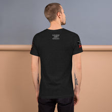 Load image into Gallery viewer, Black Dragon Fighting Society Kumite with arm patches Unisex t-shirt in Choice of colors.