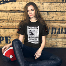 Load image into Gallery viewer, Black Dragon Fighting Society Official Kumite 1975 real newspaper add Unisex t-shirt