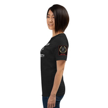 Load image into Gallery viewer, Black Dragon Fighting Society Kumite with arm patches Unisex t-shirt in Choice of colors.