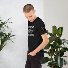 Load image into Gallery viewer, Black Dragon Fighting Society Kumite with arm patches Unisex t-shirt in Choice of colors.