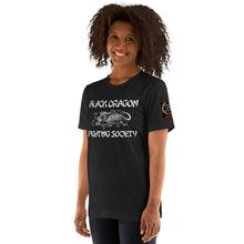 Load image into Gallery viewer, Black Dragon Fighting Society Kumite with arm patches Unisex t-shirt in Choice of colors.