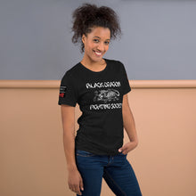 Load image into Gallery viewer, Black Dragon Fighting Society Kumite with arm patches Unisex t-shirt in Choice of colors.