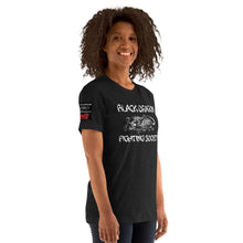 Load image into Gallery viewer, Black Dragon Fighting Society Kumite with arm patches Unisex t-shirt in Choice of colors.