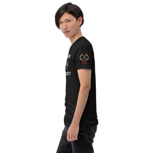 Load image into Gallery viewer, Black Dragon Fighting Society Kumite with arm patches Unisex t-shirt in Choice of colors.