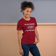 Load image into Gallery viewer, Black Dragon Fighting Society Kumite with arm patches Unisex t-shirt in Choice of colors.