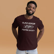 Load image into Gallery viewer, Black Dragon Fighting Society Kumite with arm patches Unisex t-shirt in Choice of colors.