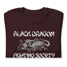 Load image into Gallery viewer, Black Dragon Fighting Society Kumite with arm patches Unisex t-shirt in Choice of colors.