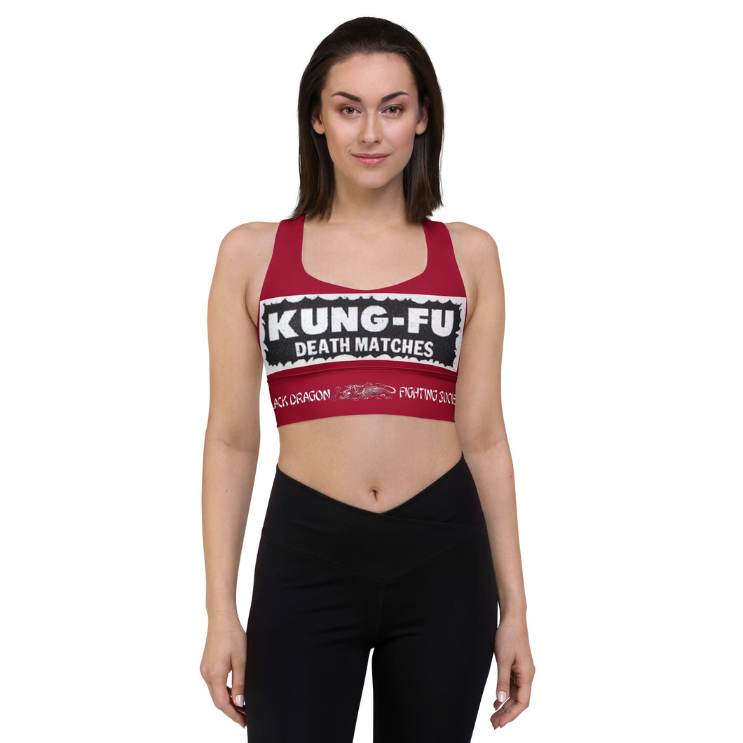 Black Dragon Fighting Society Kung Fu Death Matches in Red Longline sports bra