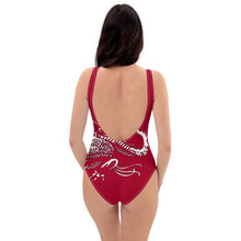 Load image into Gallery viewer, Black Dragon Fighting Society in Red One-Piece Swimsuit
