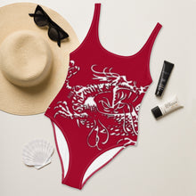 Load image into Gallery viewer, Black Dragon Fighting Society in Red One-Piece Swimsuit
