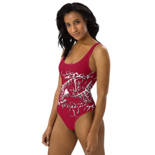 Load image into Gallery viewer, Black Dragon Fighting Society in Red One-Piece Swimsuit
