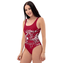 Load image into Gallery viewer, Black Dragon Fighting Society in Red One-Piece Swimsuit
