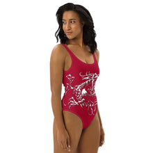 Load image into Gallery viewer, Black Dragon Fighting Society in Red One-Piece Swimsuit
