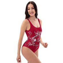 Load image into Gallery viewer, Black Dragon Fighting Society in Red One-Piece Swimsuit
