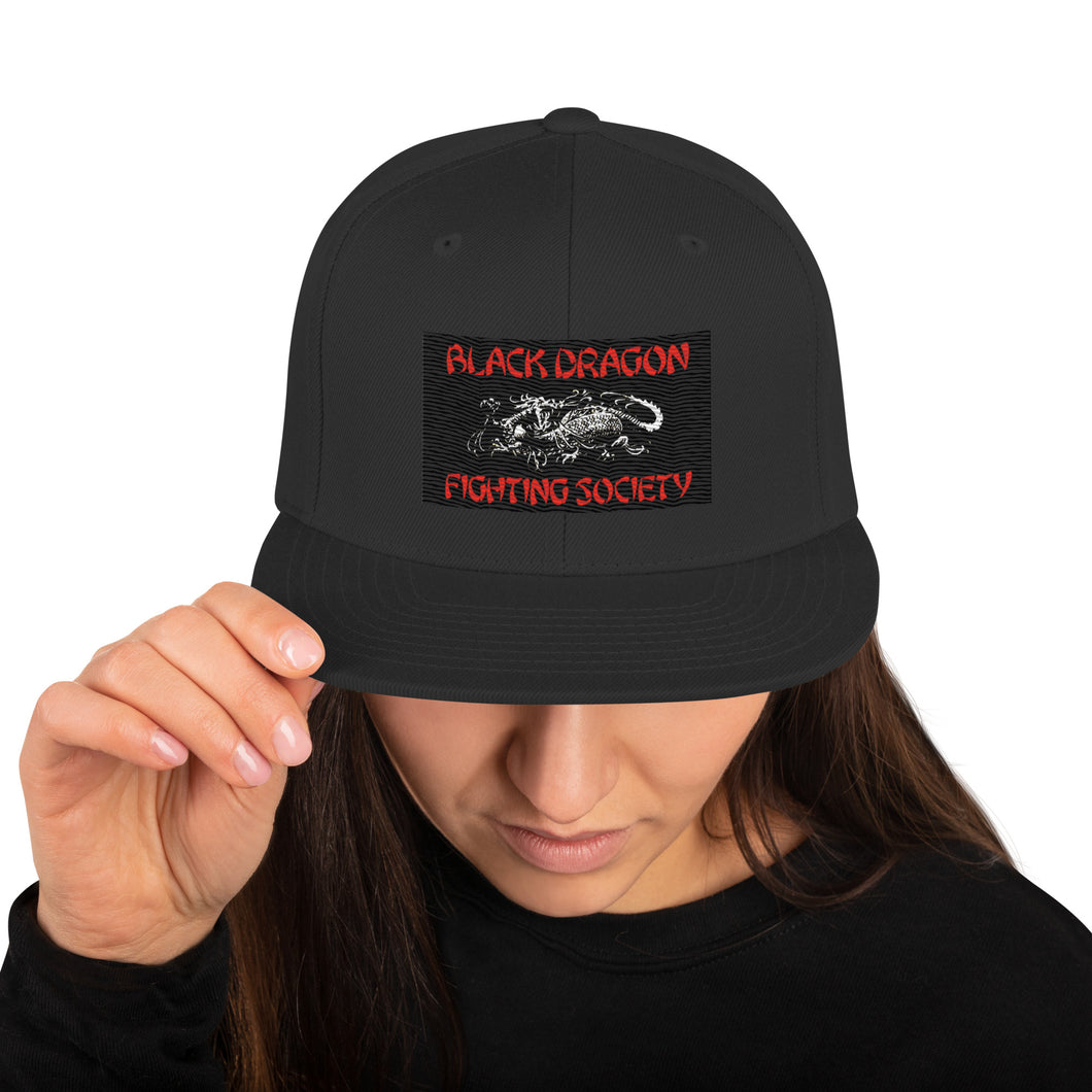 Black Dragon FightingSociety,Logo with Red, highlights Snapback Hat