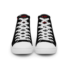 Load image into Gallery viewer, Black Dragon Fighting Society Red /Black logo Men’s high top canvas shoes
