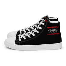 Load image into Gallery viewer, Black Dragon Fighting Society Red /Black logo Men’s high top canvas shoes
