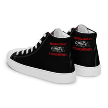 Load image into Gallery viewer, Black Dragon Fighting Society Red /Black logo Men’s high top canvas shoes
