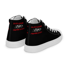 Load image into Gallery viewer, Black Dragon Fighting Society Red /Black logo Men’s high top canvas shoes
