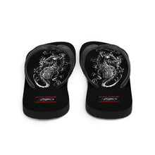 Load image into Gallery viewer, Black Dragon Fighting Society with Red lettering Flip-Flops
