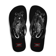 Load image into Gallery viewer, Black Dragon Fighting Society with Red lettering Flip-Flops
