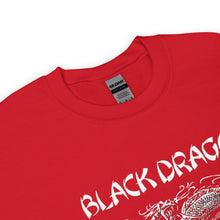 Load image into Gallery viewer, Black Dragon Fighting Society In Red Grey &amp; Black multi print with left right arm print back tag unisex sweatshirt.
