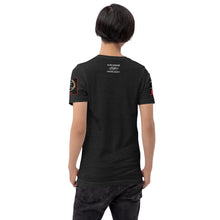 Load image into Gallery viewer, Black Dragon Fighting Society Kumite with arm patches Unisex t-shirt in Choice of colors.
