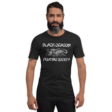 Load image into Gallery viewer, Black Dragon Fighting Society Kumite with arm patches Unisex t-shirt in Choice of colors.
