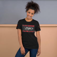 Load image into Gallery viewer, Black Dragon Fighting Society in white in Red &amp; White, Kumite Unisex t-shirt
