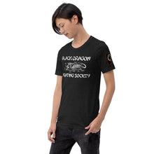 Load image into Gallery viewer, Black Dragon Fighting Society Kumite with arm patches Unisex t-shirt in Choice of colors.
