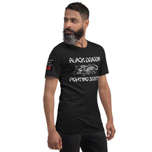 Load image into Gallery viewer, Black Dragon Fighting Society Kumite with arm patches Unisex t-shirt in Choice of colors.
